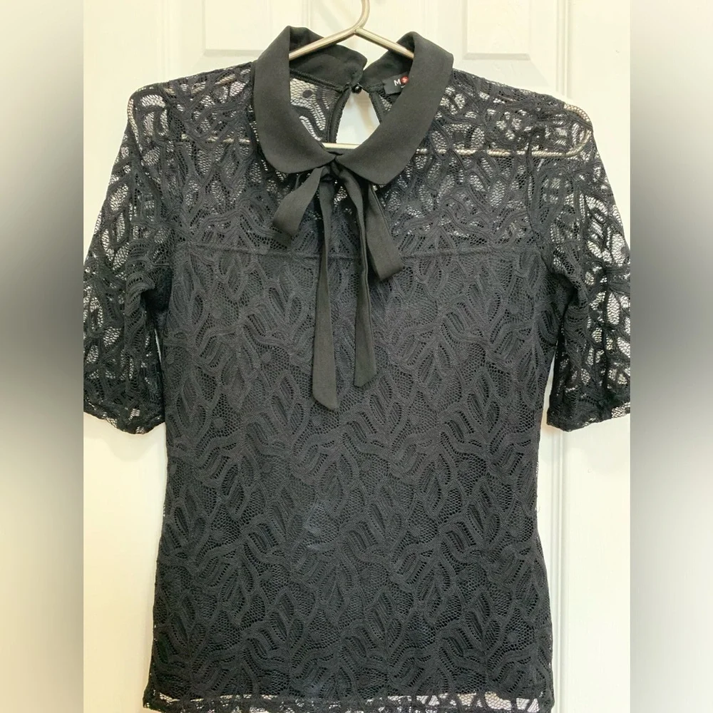 From France Morgan de toi stretch lace top with bow -S